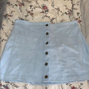Blue mini button up skirt